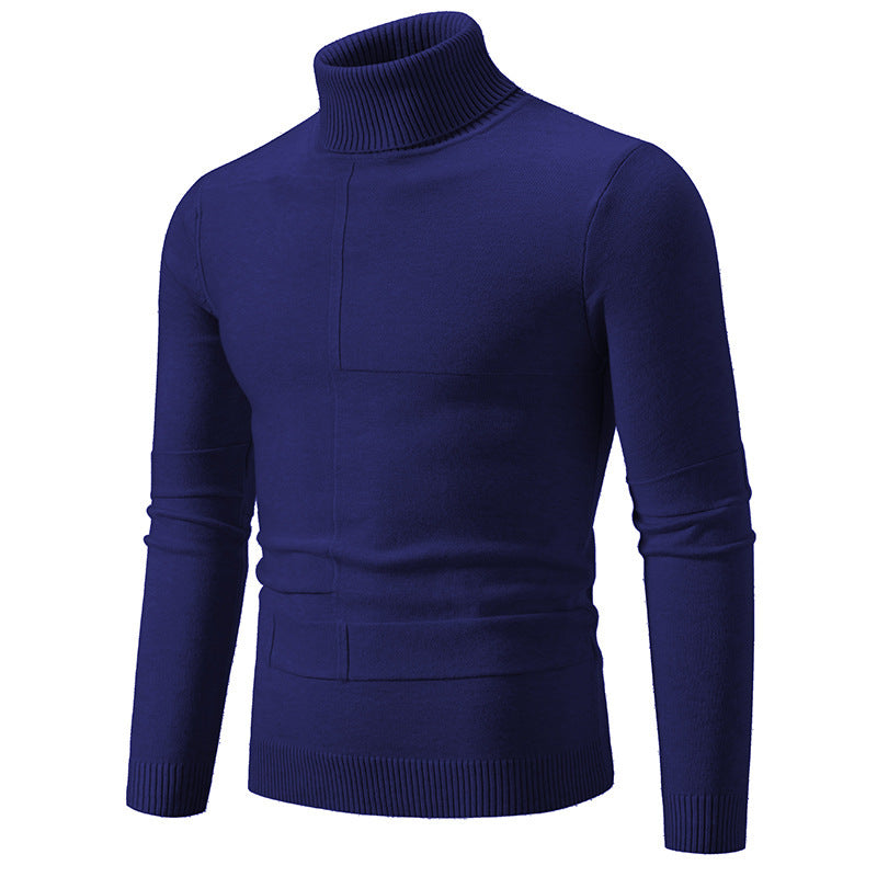 Men's elegant turtleneck sweater with modern cable pattern Ivyshape