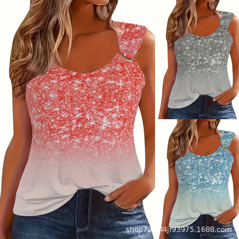 Women Ombre Glitter Detail Tank Top Ivyshape
