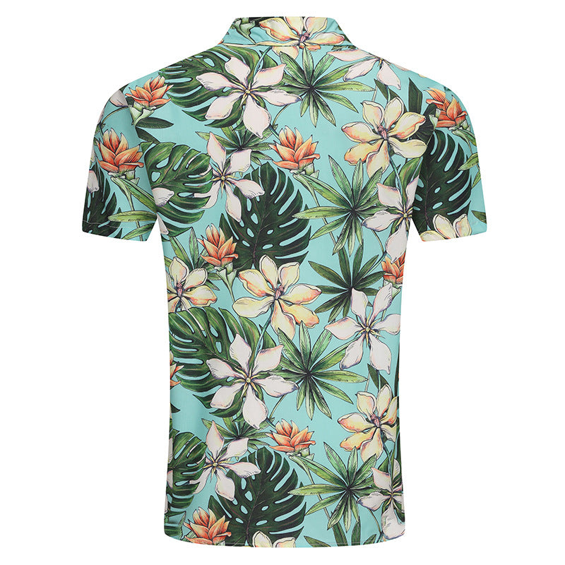Men's Short Sleeve Shirt with Tropical Pattern and High-Quality Fabric Ivyshape