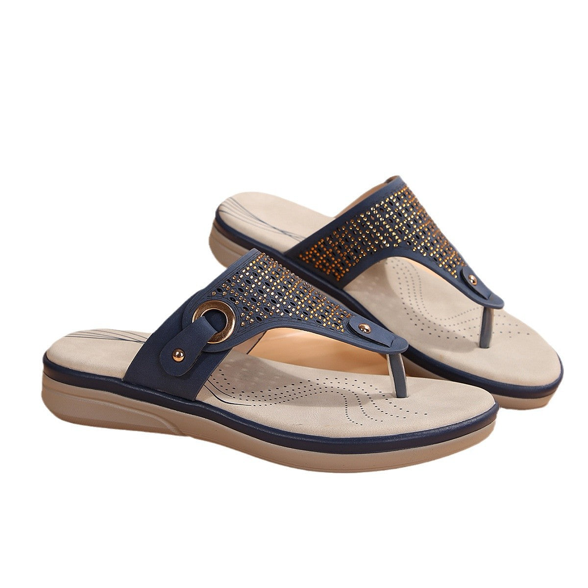 Women Elegant Thong Sandals with trendy glitter accents and ergonomic footbed Ivyshape