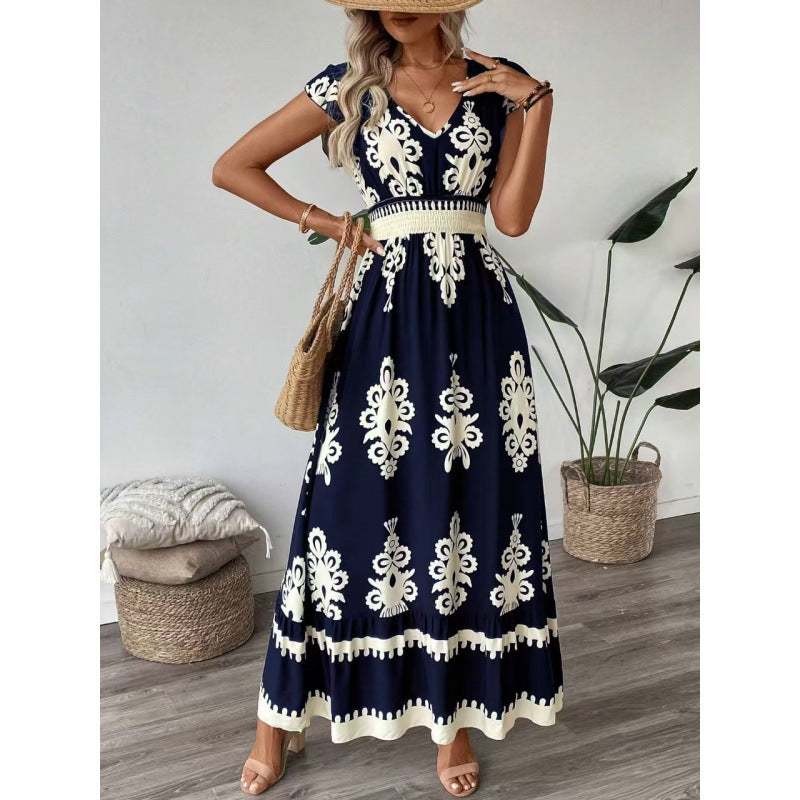 Women Bohemian Maxi Dress with A-Line Silhouette Ivyshape