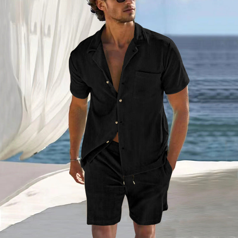 Men's Summer Short Sleeve Shirt and Shorts Set Ivyshape