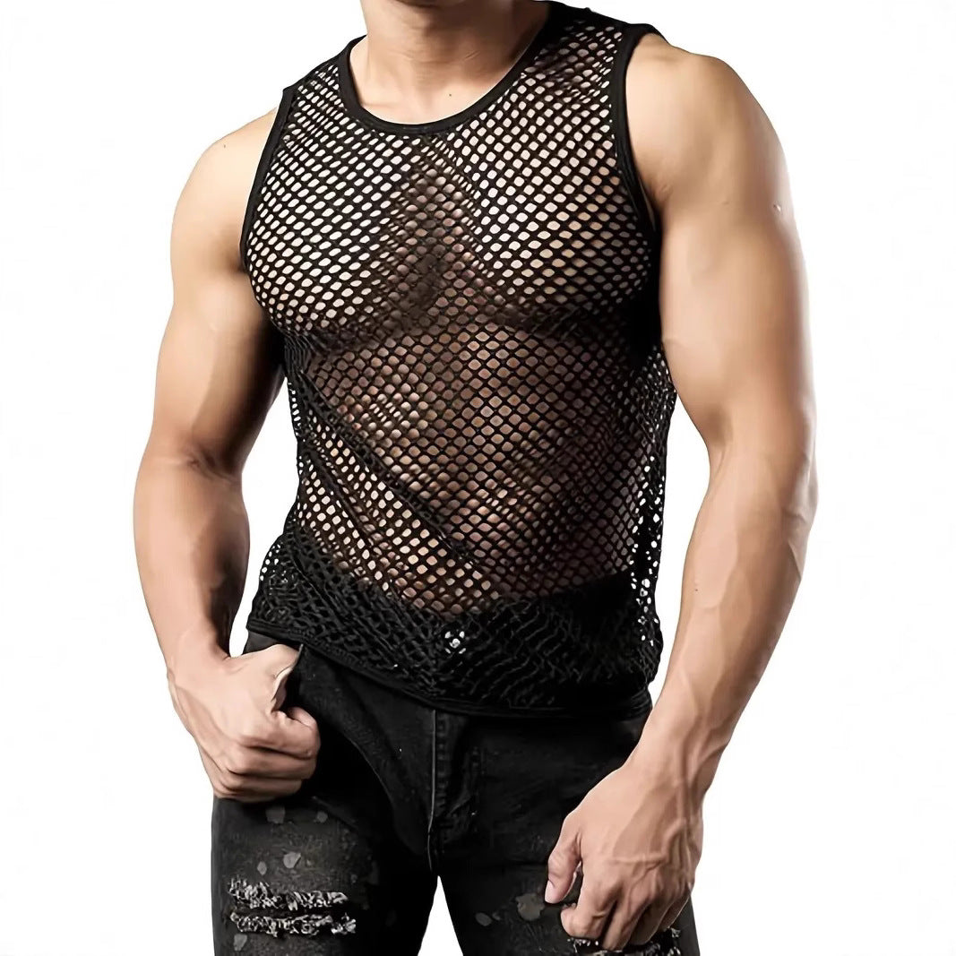 Men's mesh tank top with breathable design and elastic cut Ivyshape