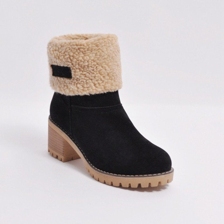 Ladies' fashionable boots with warm lining and block heel Ivyshape