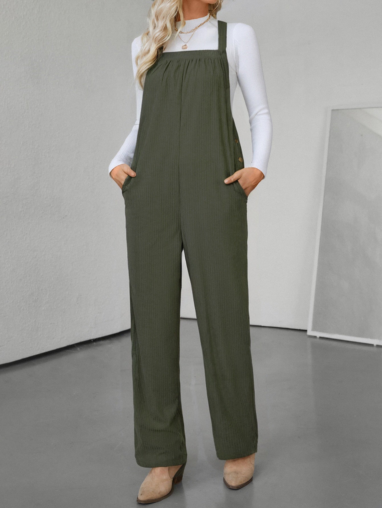 IvyShape | Relaxed Loose Solid Color Jumpsuit