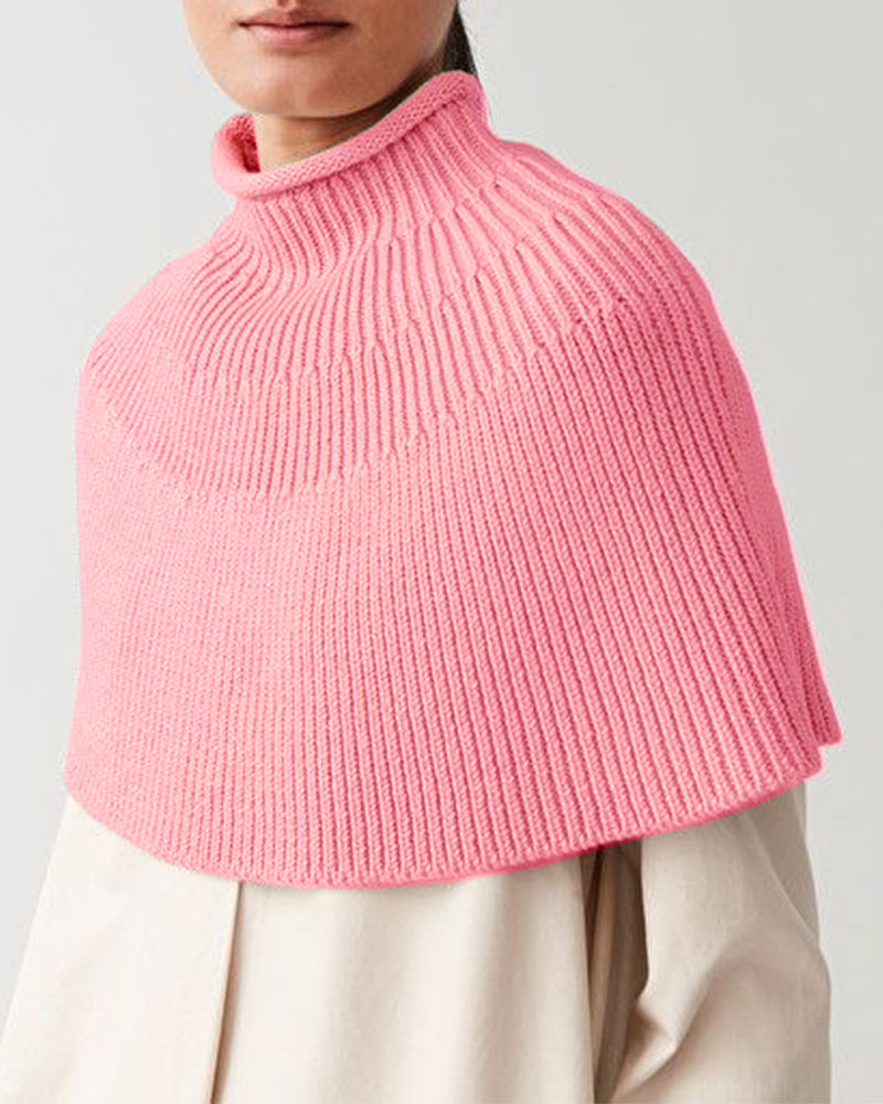 Ladies knit cape with high closed collar Ivyshape