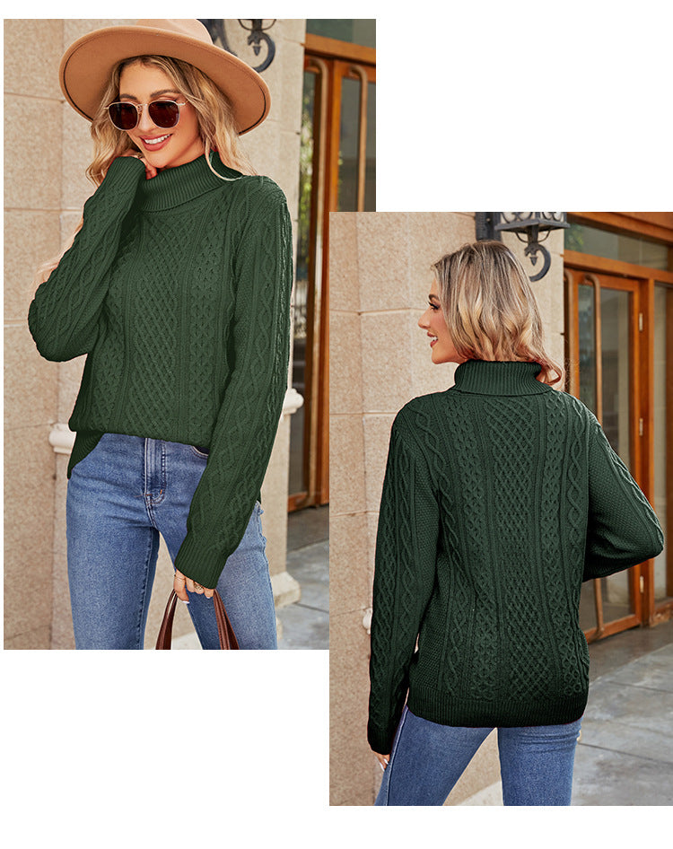 IvyShape | Twisted Turtleneck Simple Knit Top