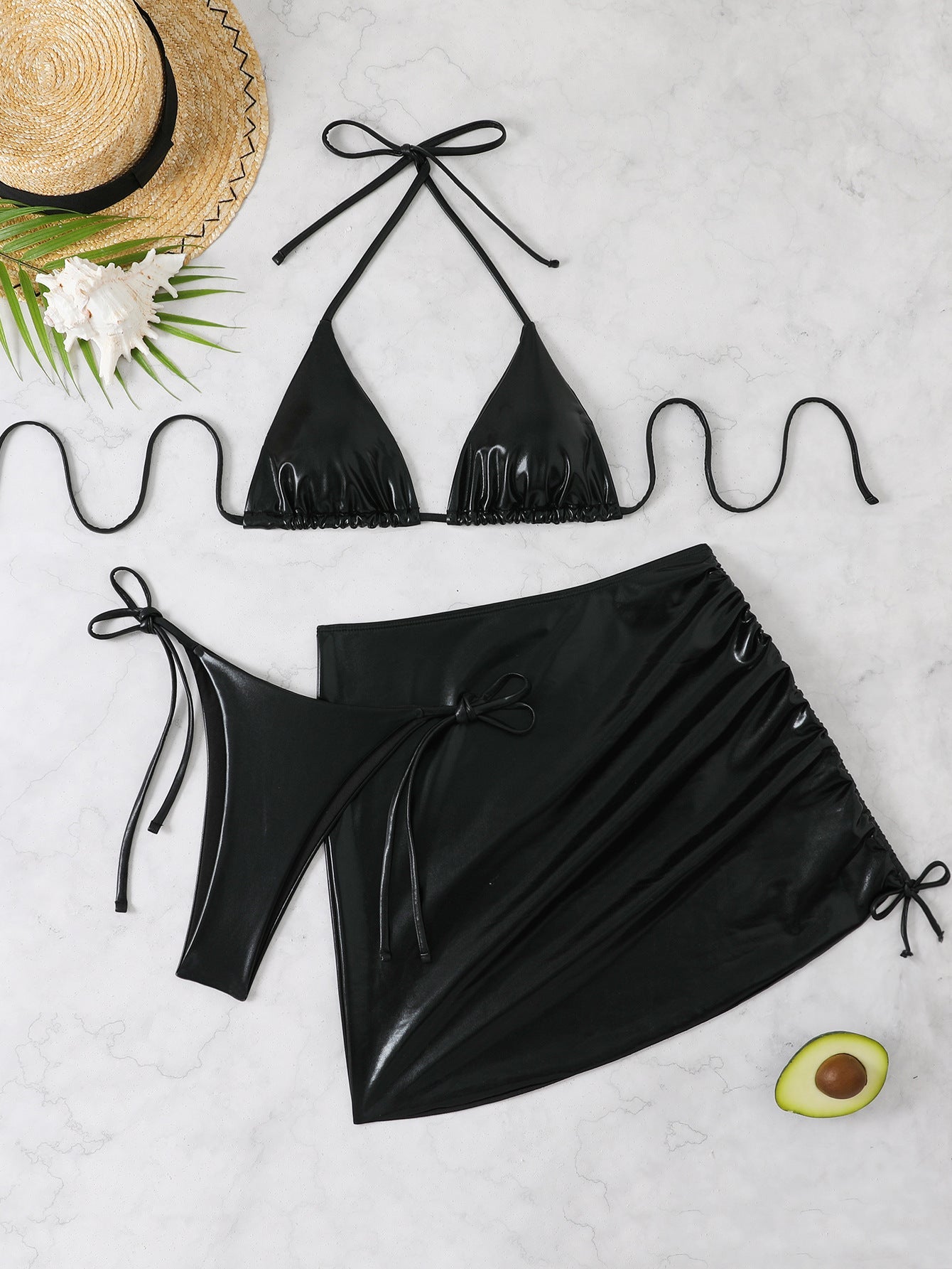 Women's Triangle Bikini with elegant wrap skirt look and adjustable straps Ivyshape