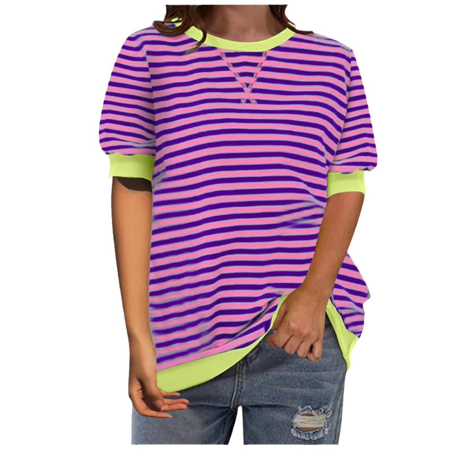 Women Fashion Stripe Shirt with Casual Cut Ivyshape