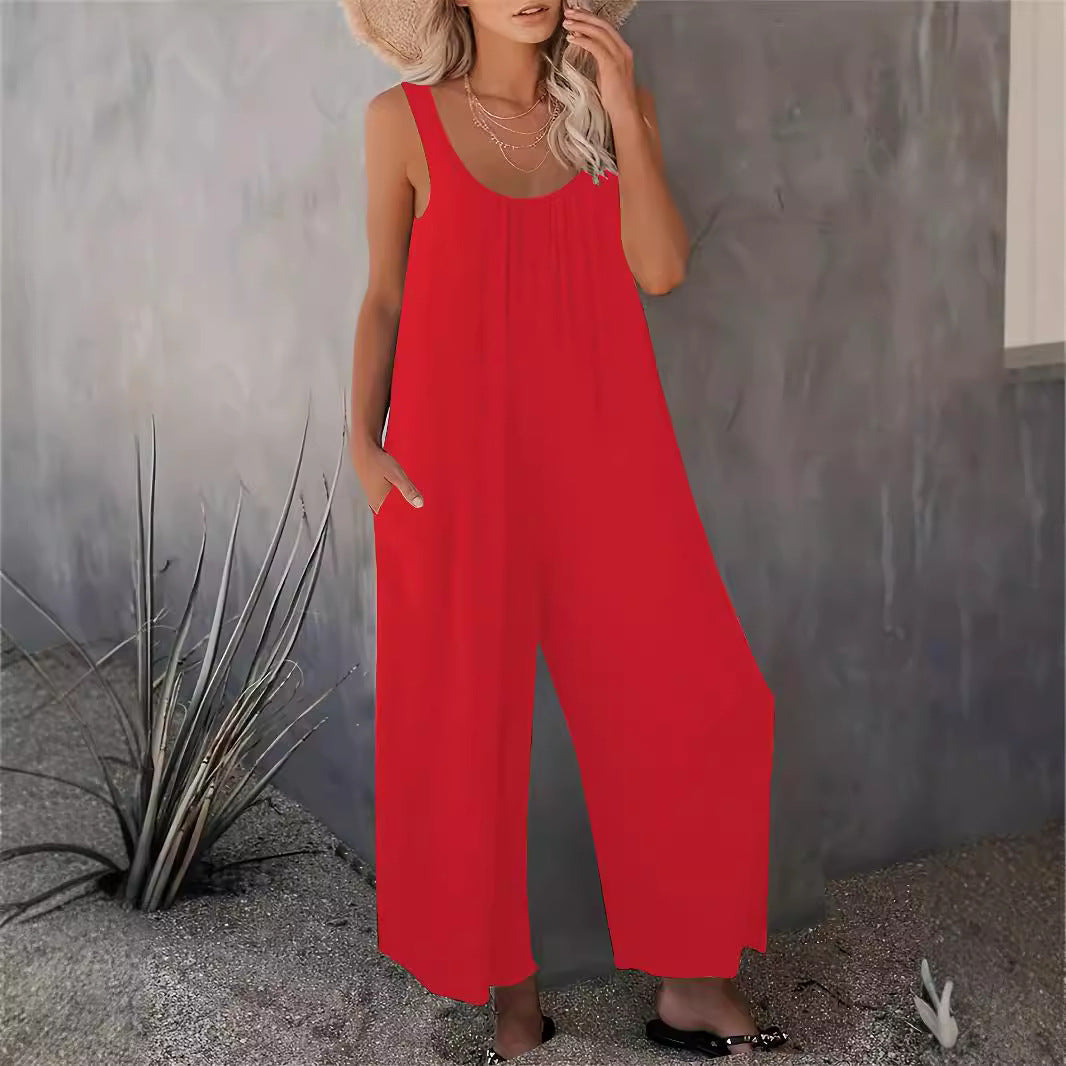 IvyShape | Relaxed Casual Sleeveless Vest Jumpsuit