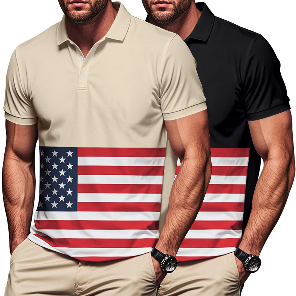 Men's polo shirt with flag motif and classic collar Ivyshape