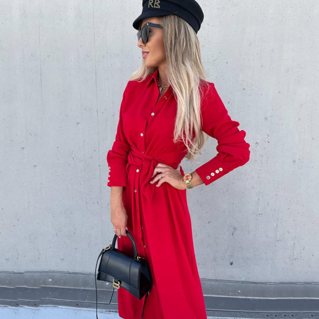 IvyShape | Solid Color Long Sleeve Swing Dress