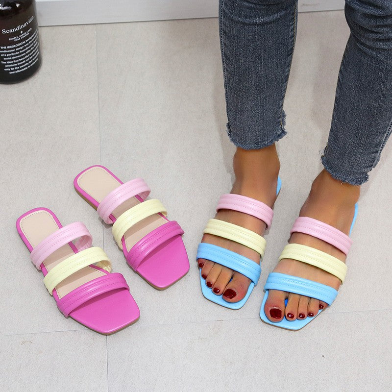 Ladies fashionable slides with wide straps Ivyshape