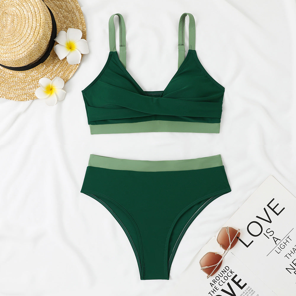 Women's Sporty Bikini Set with Casual Top and High-Waisted Bottoms Ivyshape