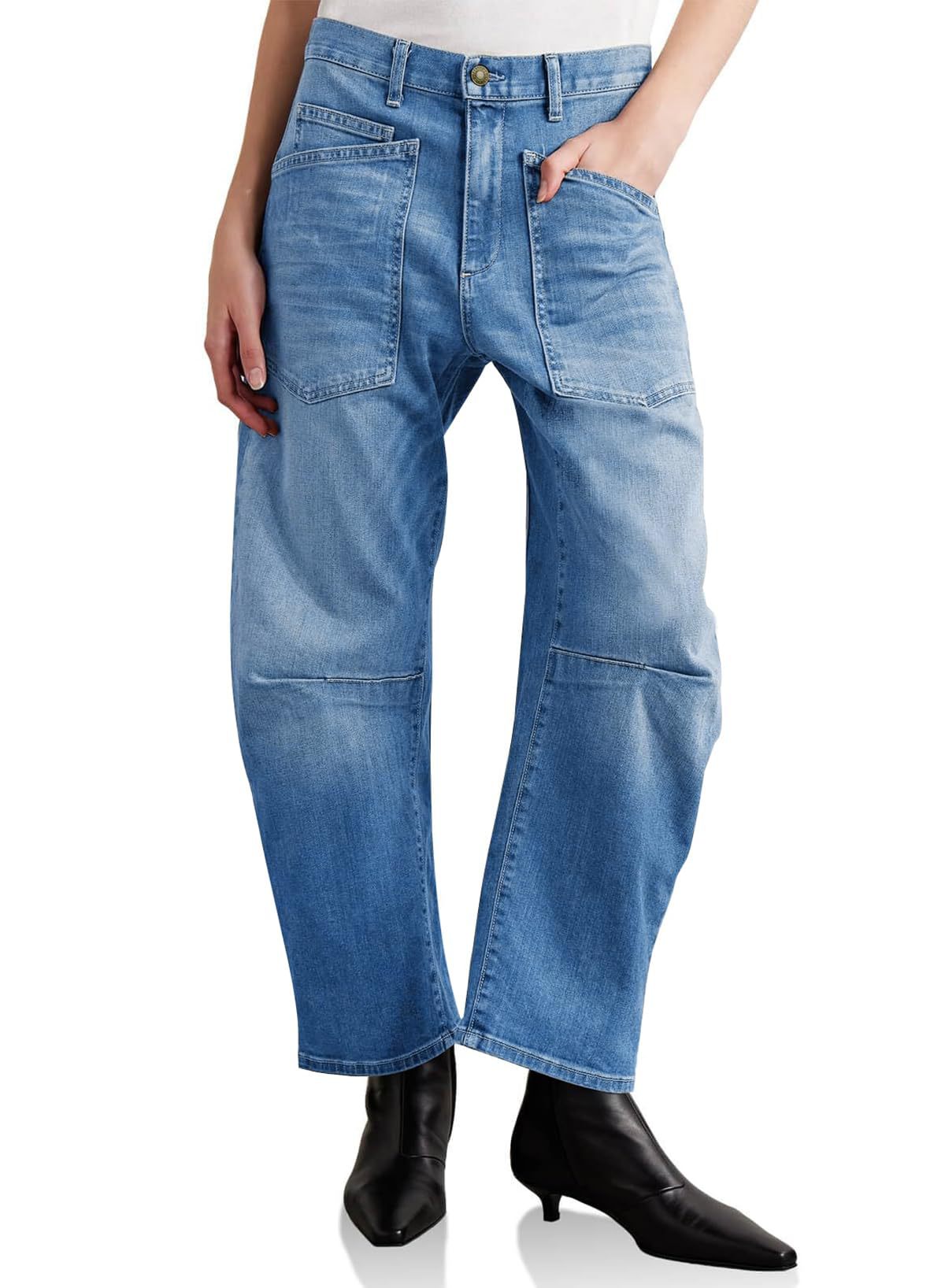 Ladies Baggy Jeans in casual workwear style Ivyshape