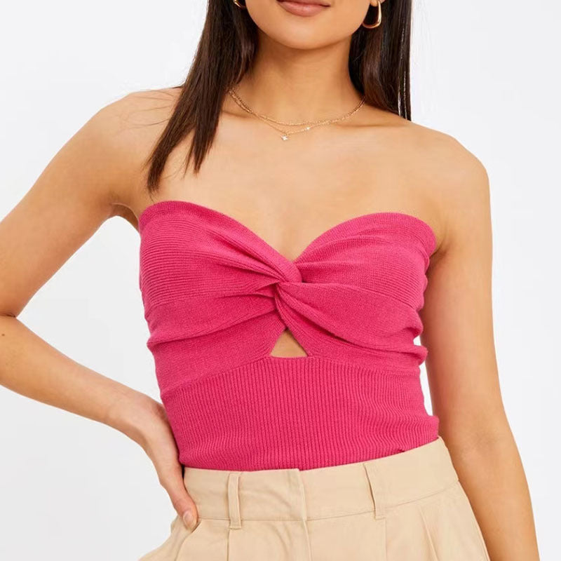 IvyShape | Strapless Fitted Open Back Knit Top