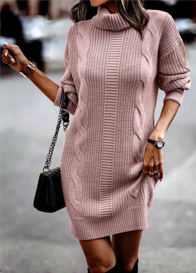 Ivyshape | Ribbed Long Sleeve Sweater Dress