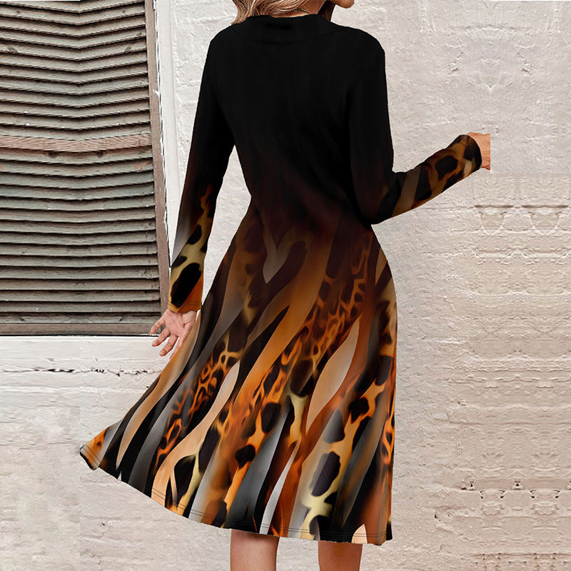 IvyShape | Abstract Leopard Gradient Long Dress