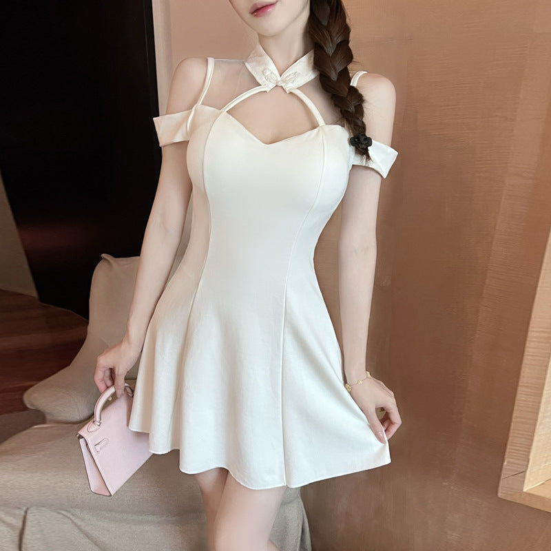 IvyShape | Mesh Splicing Improved Cheongsam Big Swing Dress