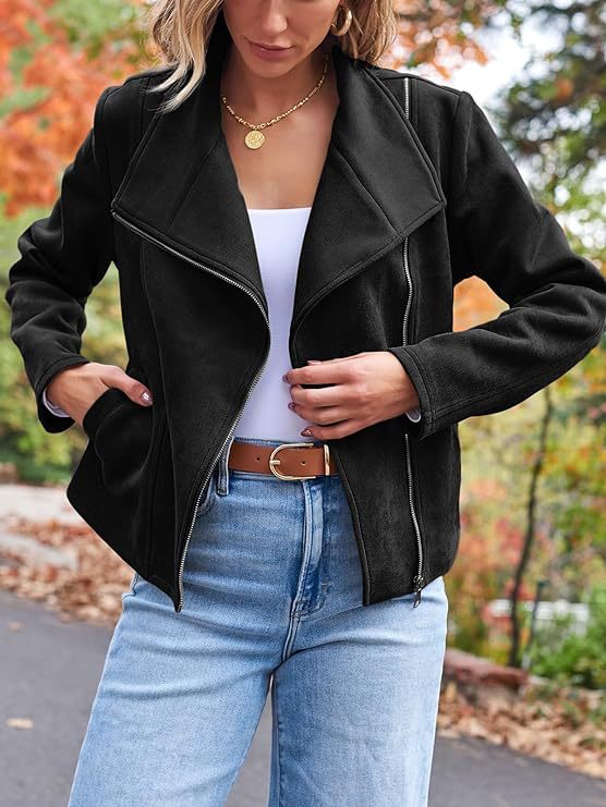 Women Faux Leather Biker Jacket Ivyshape