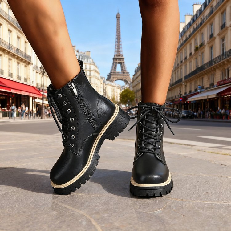 Ladies ankle boots made of high-quality leather with robust profile and fashionable details Ivyshape