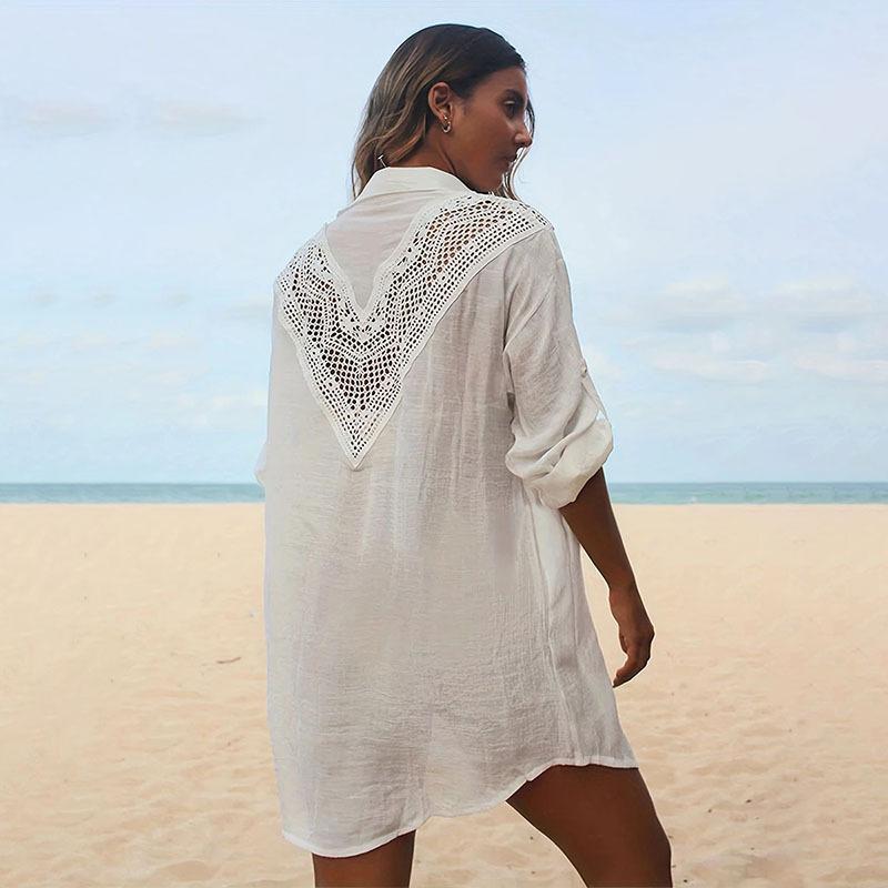 Spell Bamboo Shirt Beach Blouse Sexy Hollow Sunscreen Bikini Blouse Cover Up