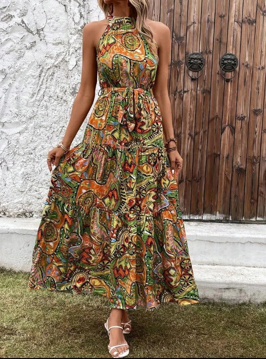 IvyShape | Vintage Bohemian Halter Dress