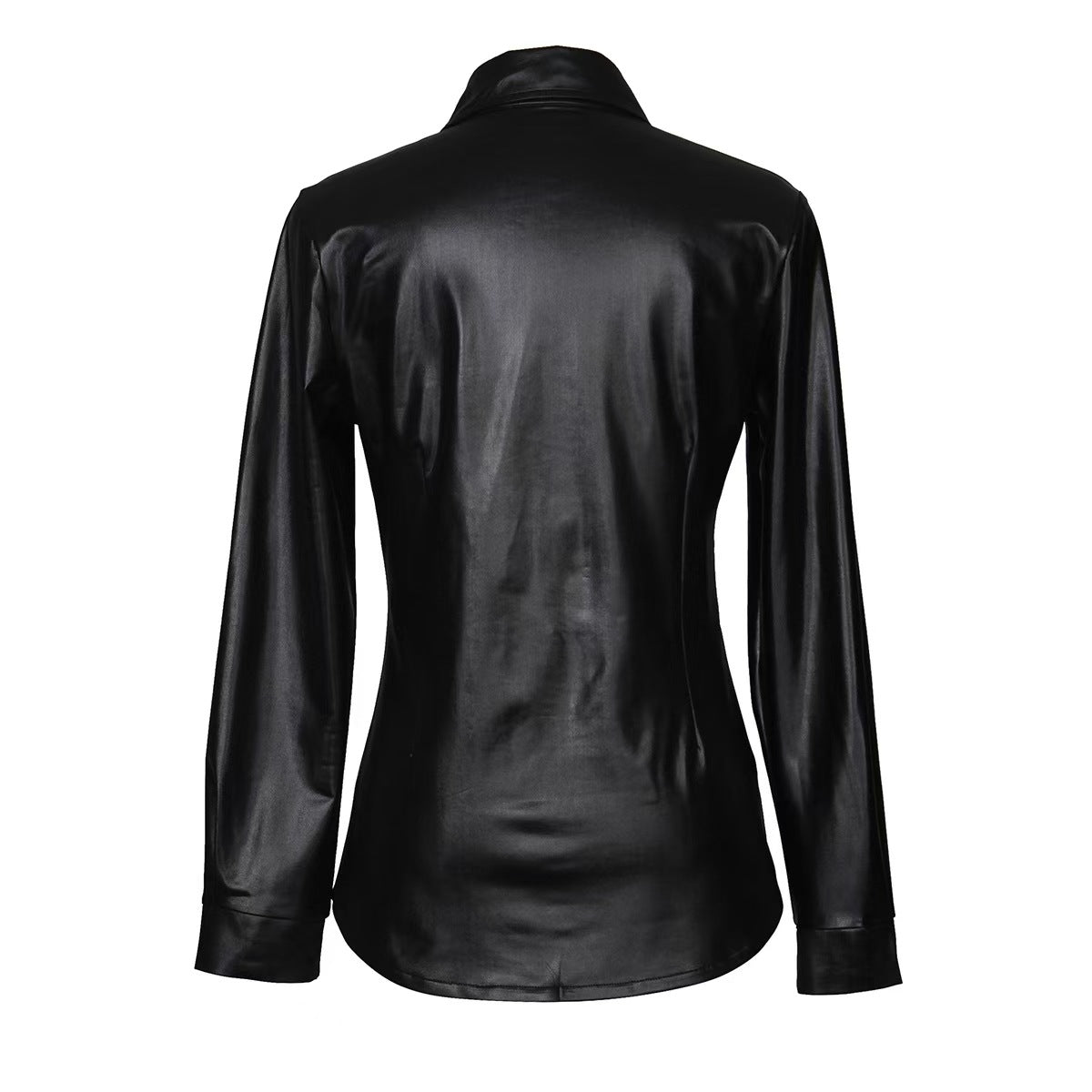 IvyShape | Synthetic Leather Shirt Jacket