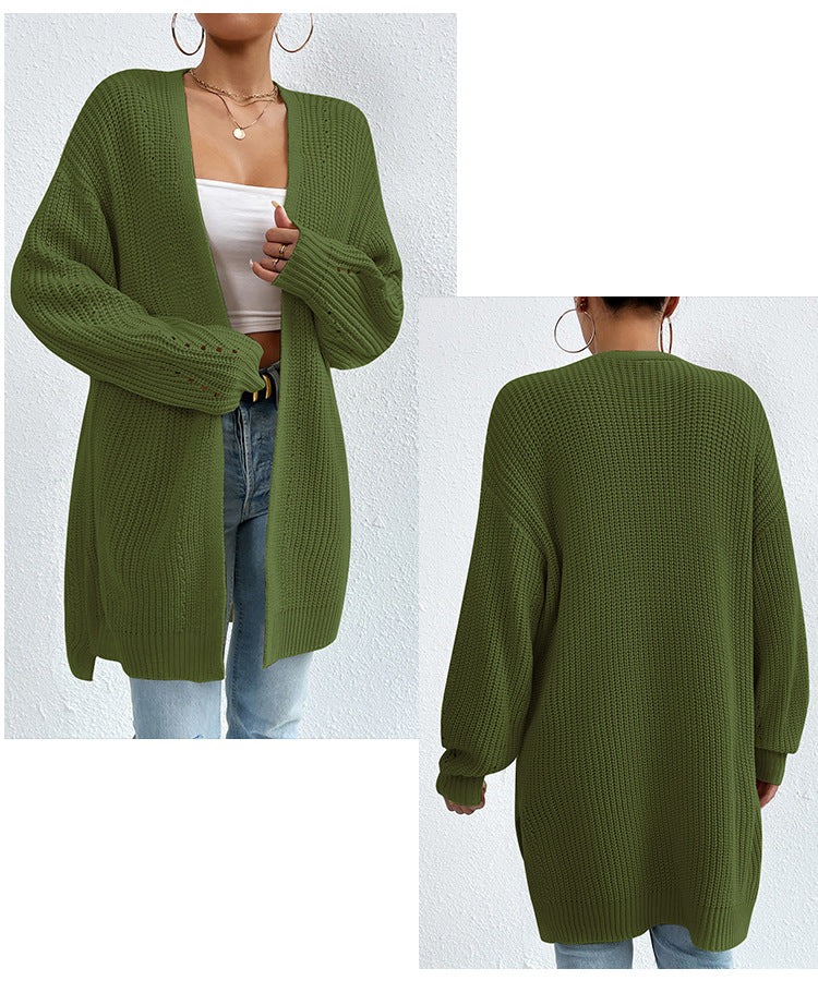 IvyShape | Casual V-Neck Solid Color Knitted Coat