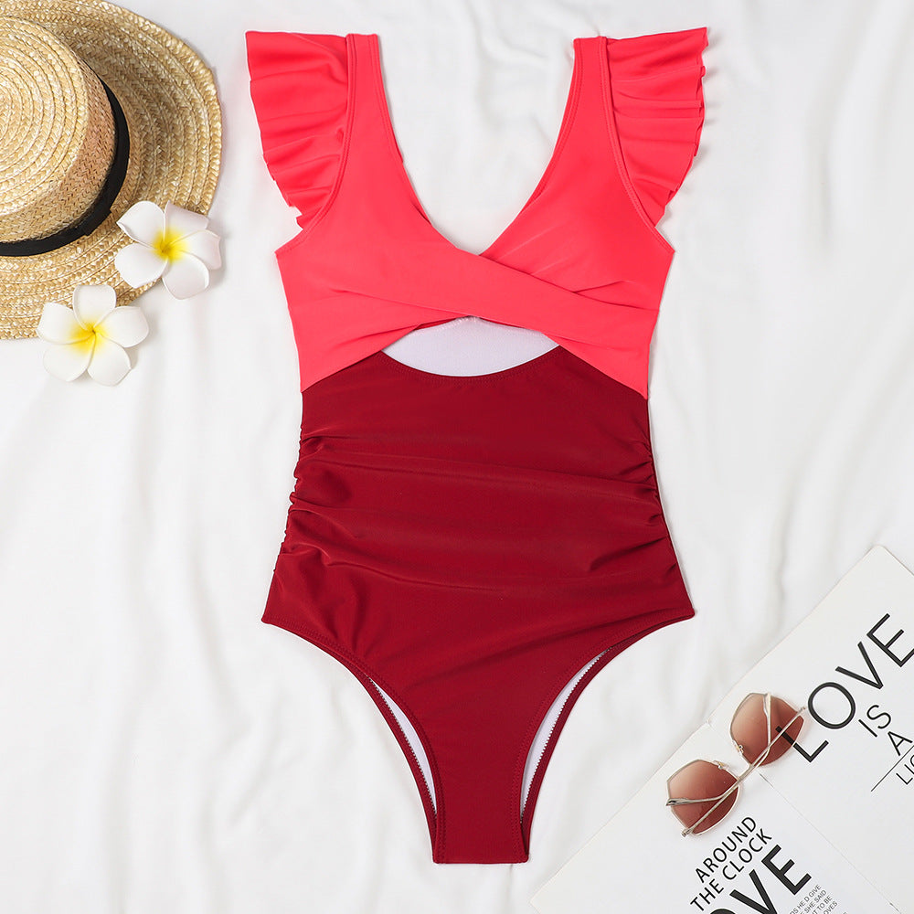 Women's swimwear with elegant ruffle design and chic twist detail Ivyshape