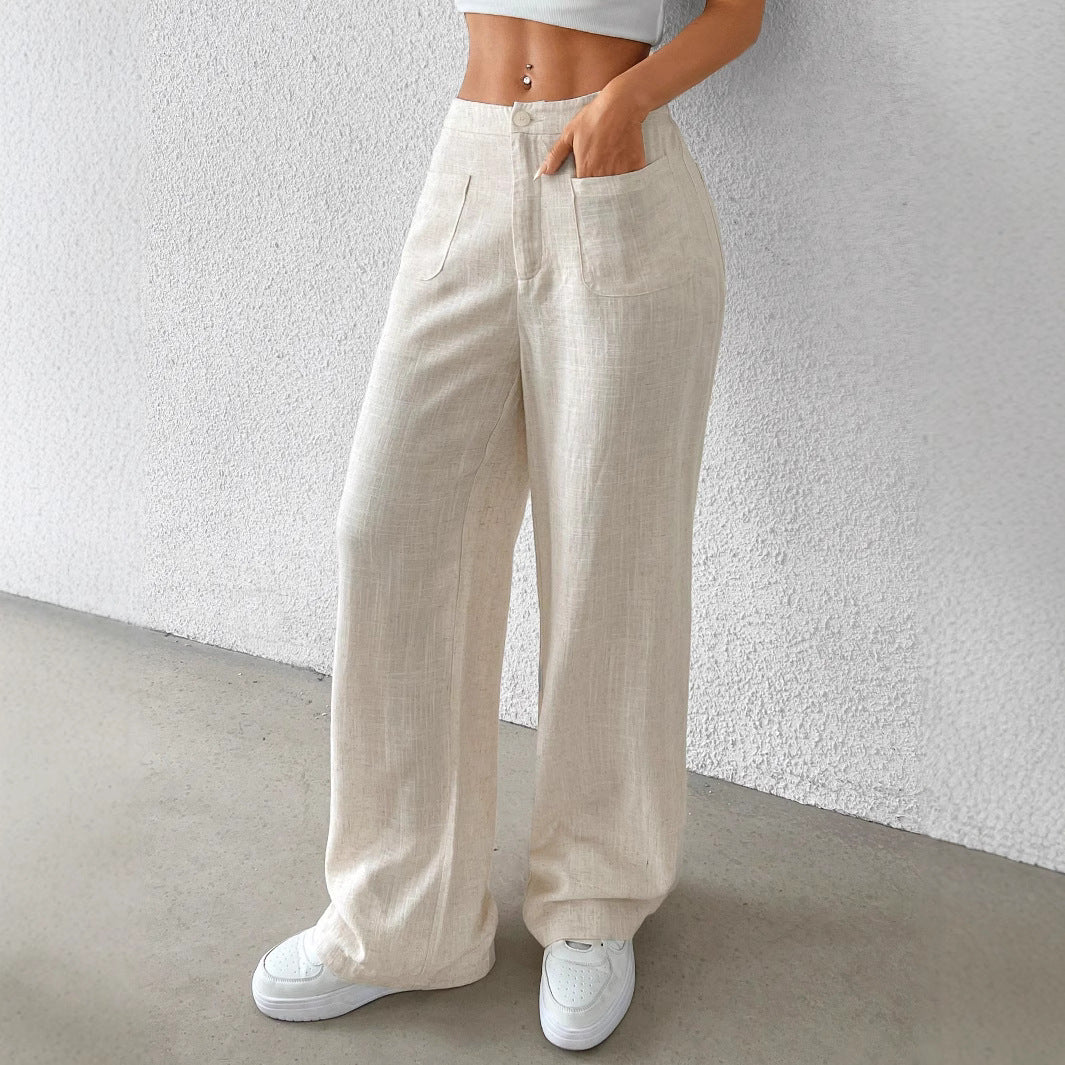 IvyShape | Tie Strap Elastic Waist Casual Women's Long Pants