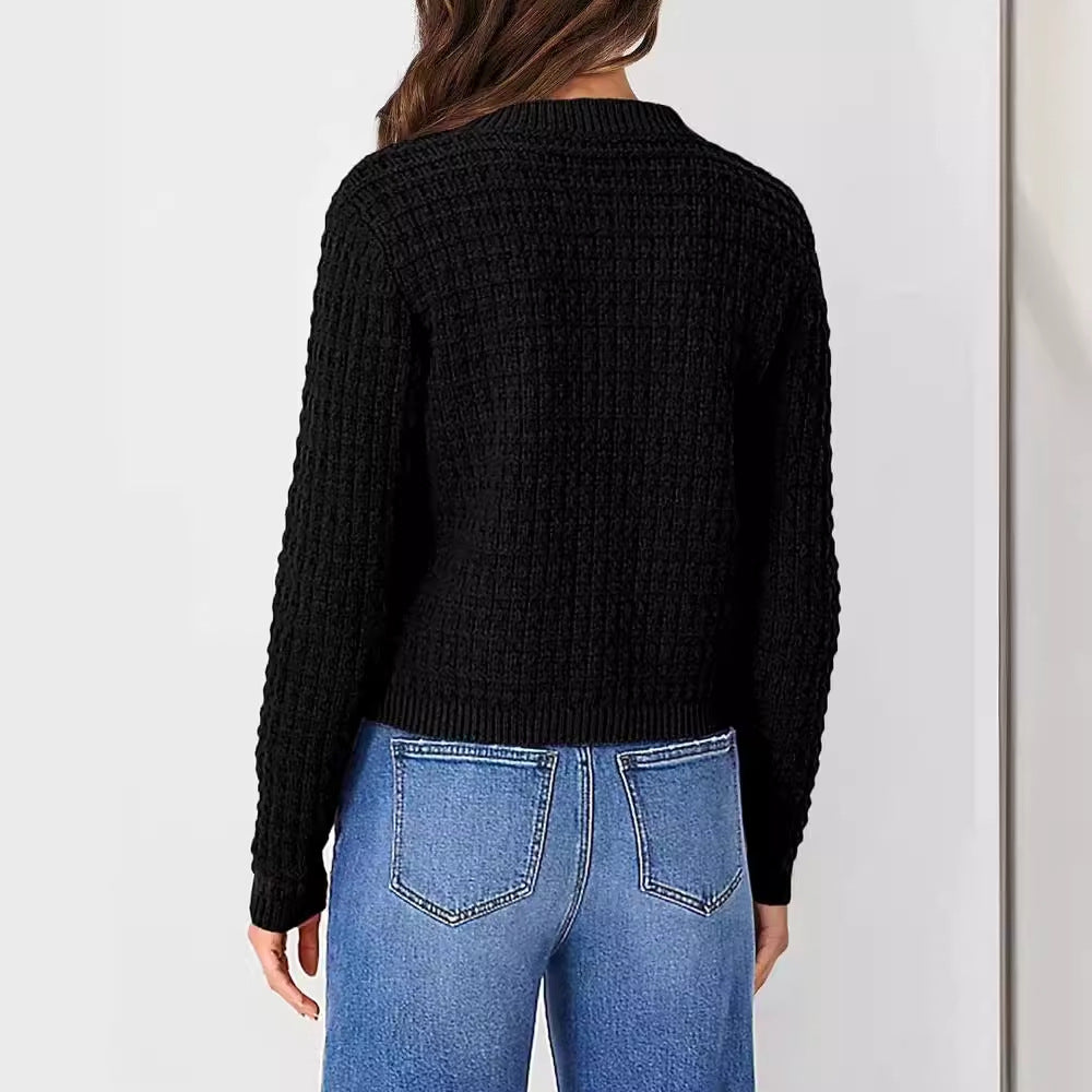 Women's Structured Cardigan with Button Closure and Fine Texture Ivyshape