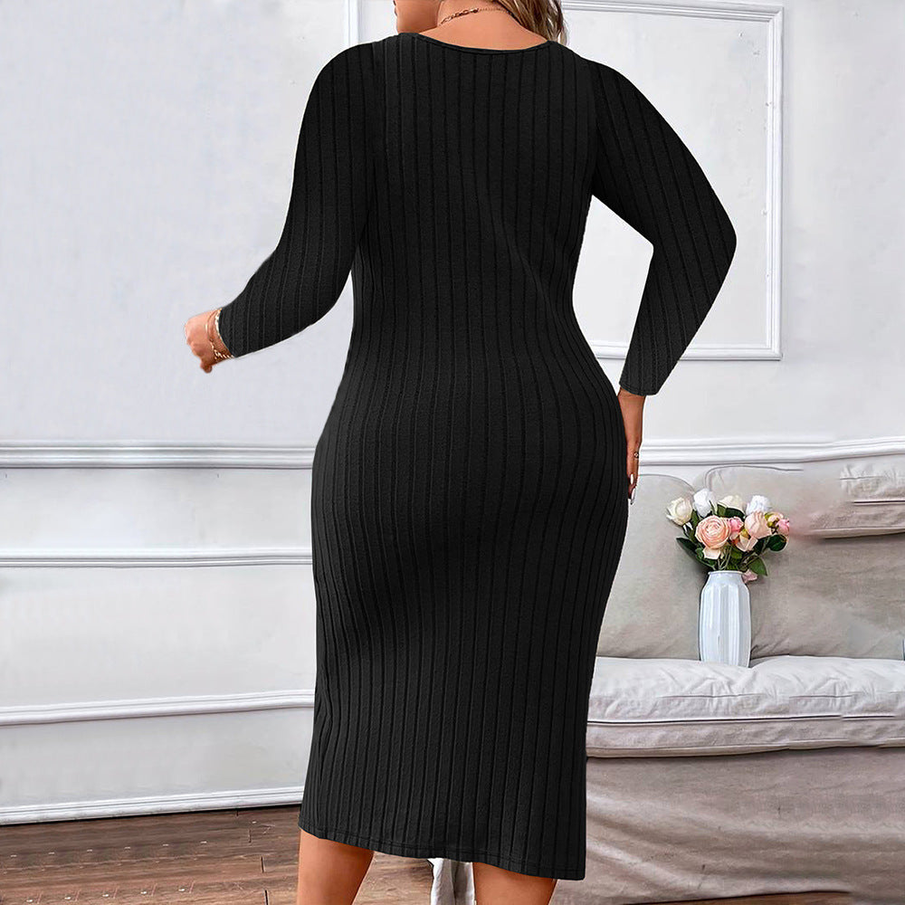Women figure-hugging midi dress with gathering and side slit Ivyshape