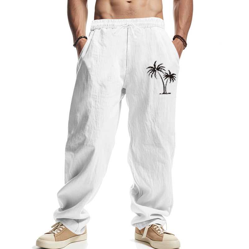 Men's casual beach pants with high wearing comfort and special palm motifs Ivyshape