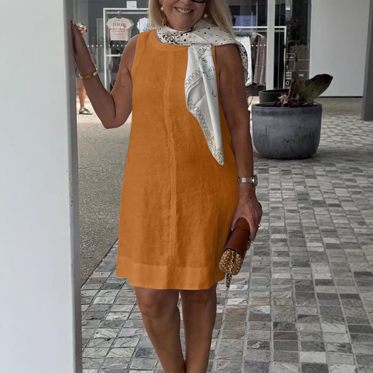 Ladies Shift Dress with Scarf Detail Ivyshape