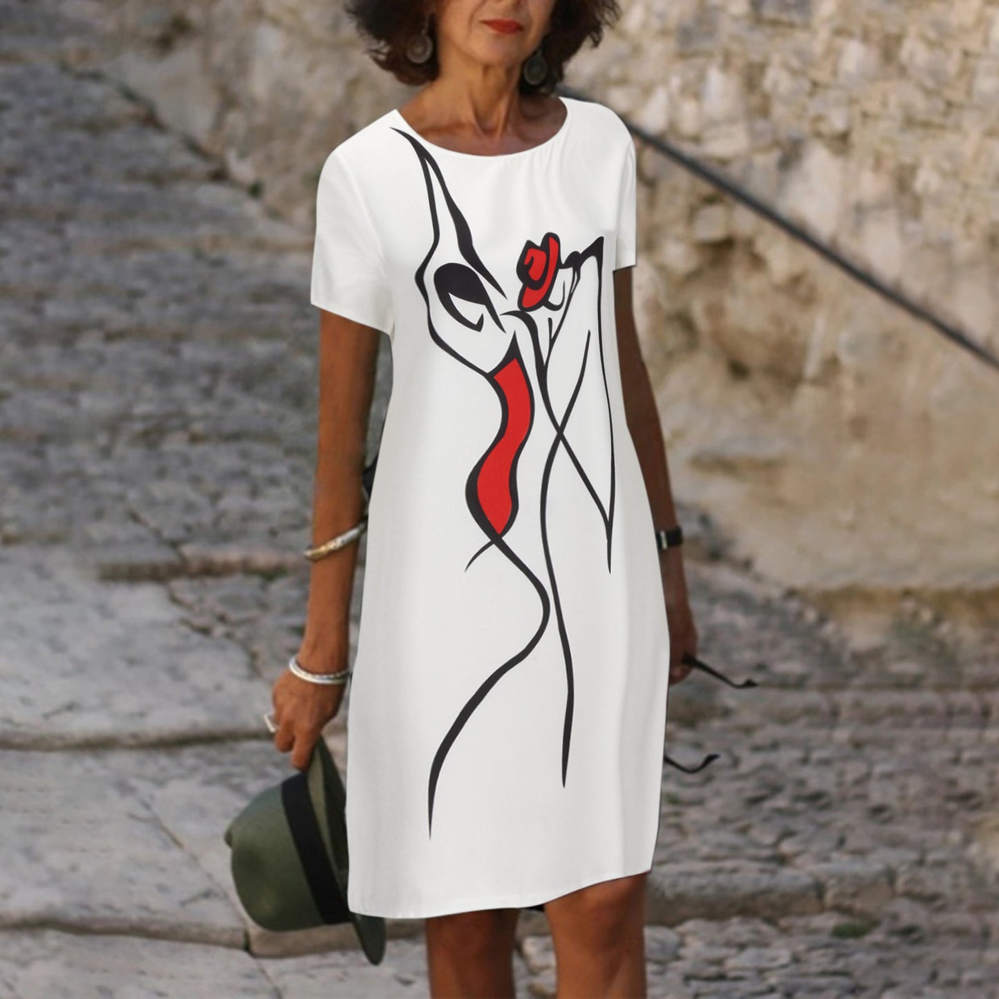 Women Artistic Graphic Midi Dress Ivyshape