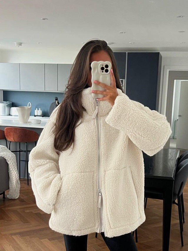 Women Oversized Fleece Jacket Ivyshape