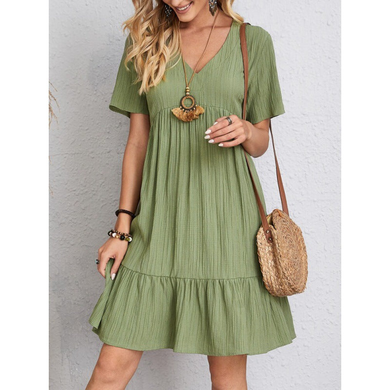 Women Bohemian V-neck Tiered Midi Dress Ivyshape