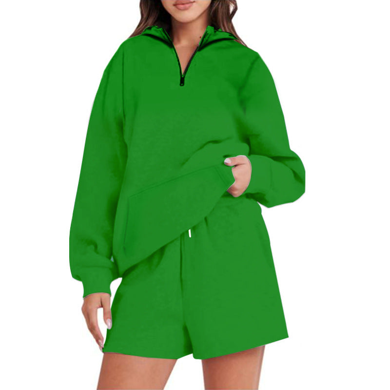 Women’s Casual Hoodie with Short Zipper and Practical Pockets Ivyshape