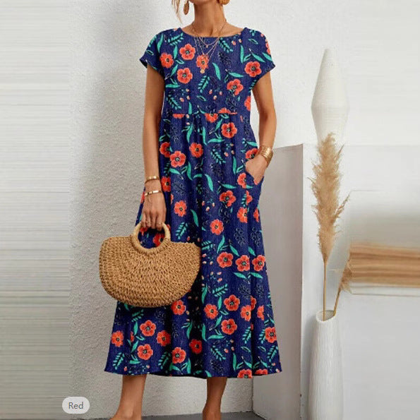 Women’s maxi dress with casual cut and floral pattern Ivyshape