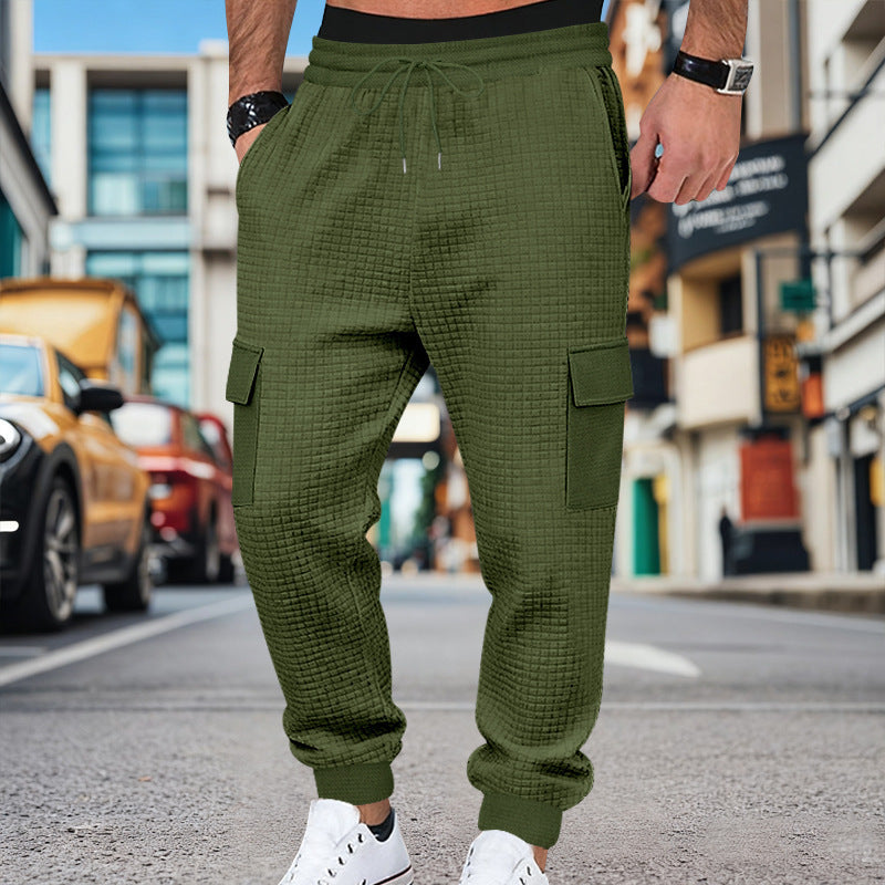 Men's cargo pants with elastic waistband and practical side pockets Ivyshape
