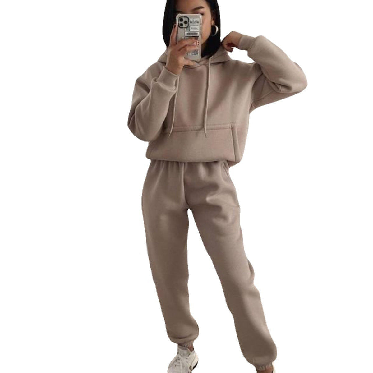 Women's Comfortable Fleece Hoodie and Jogging Pants Set Ivyshape