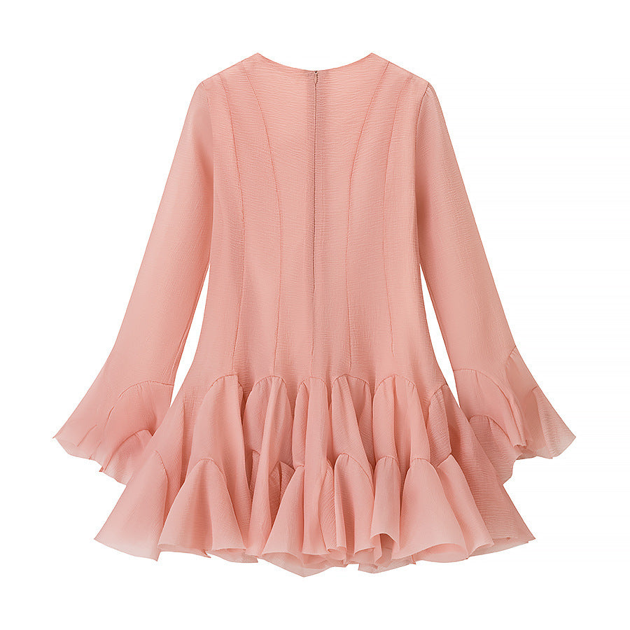 Ladies Fringe Dress with Flowing Ruffle Hem Ivyshape