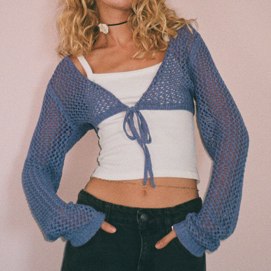 IvyShape | Mesh Lacing Short Cardigan