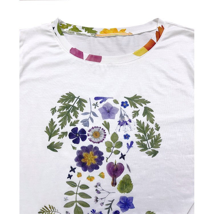 Ivyshape | Floral Round Neck T-Shirt