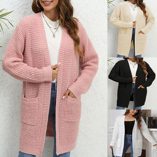 IvyShape | Cozy Solid Color Long Cardigan Shawl Knit Sweater