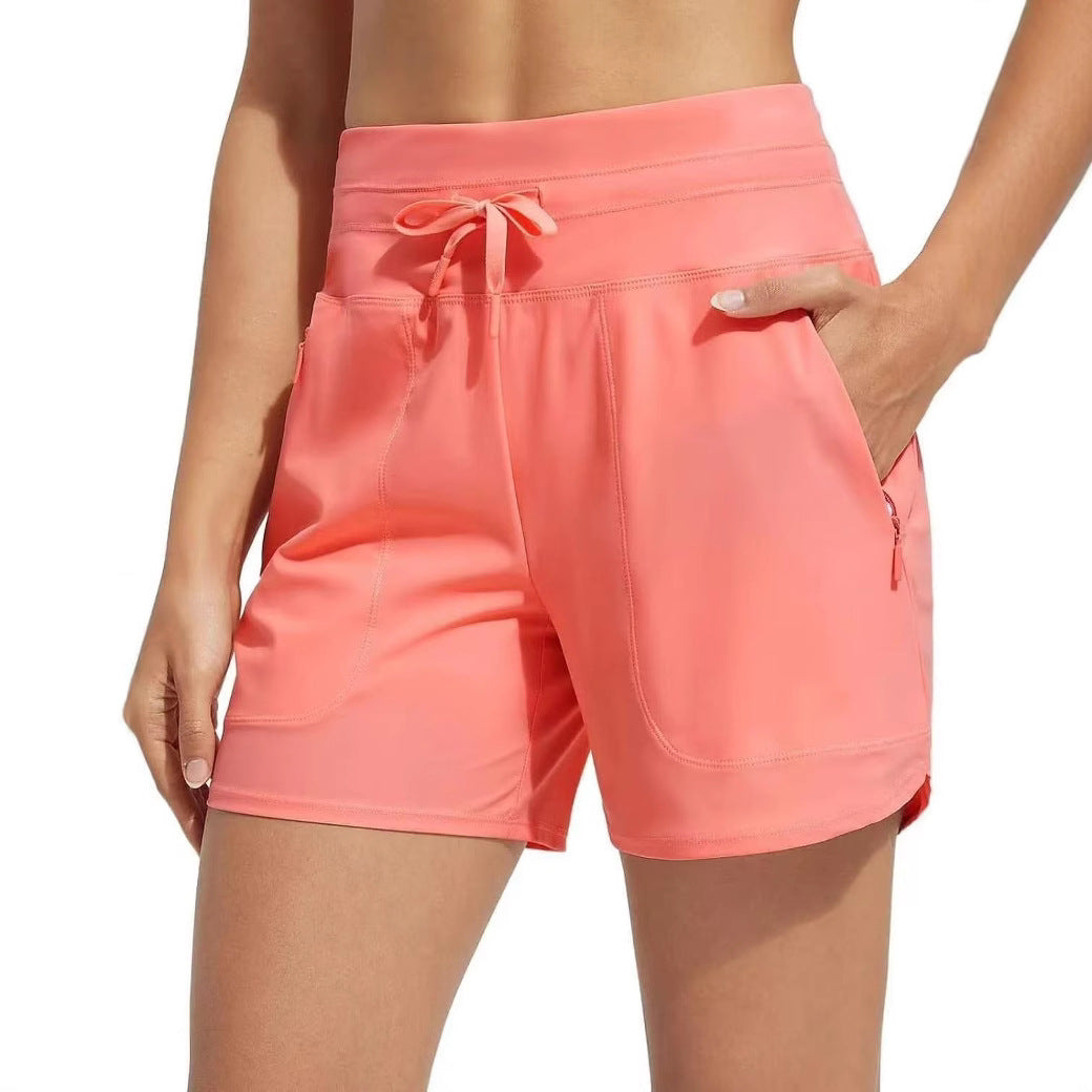 Women's performance active shorts with integrated boxer short lining Ivyshape