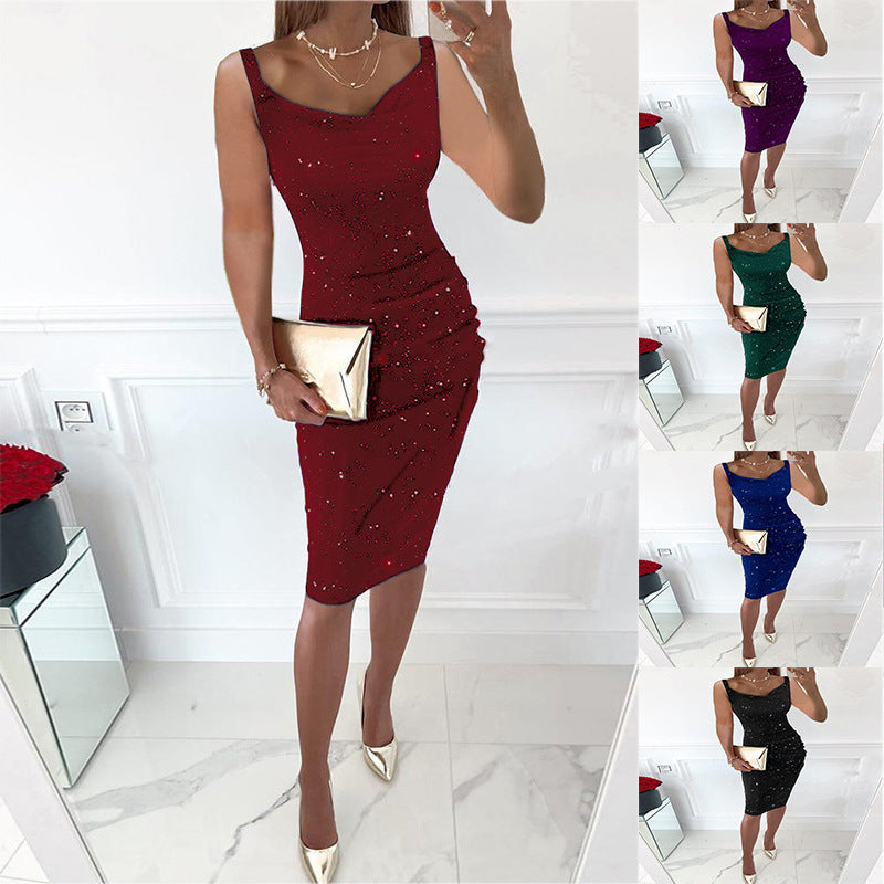 Women's Glittering Bodycon Midi Dress Ivyshape