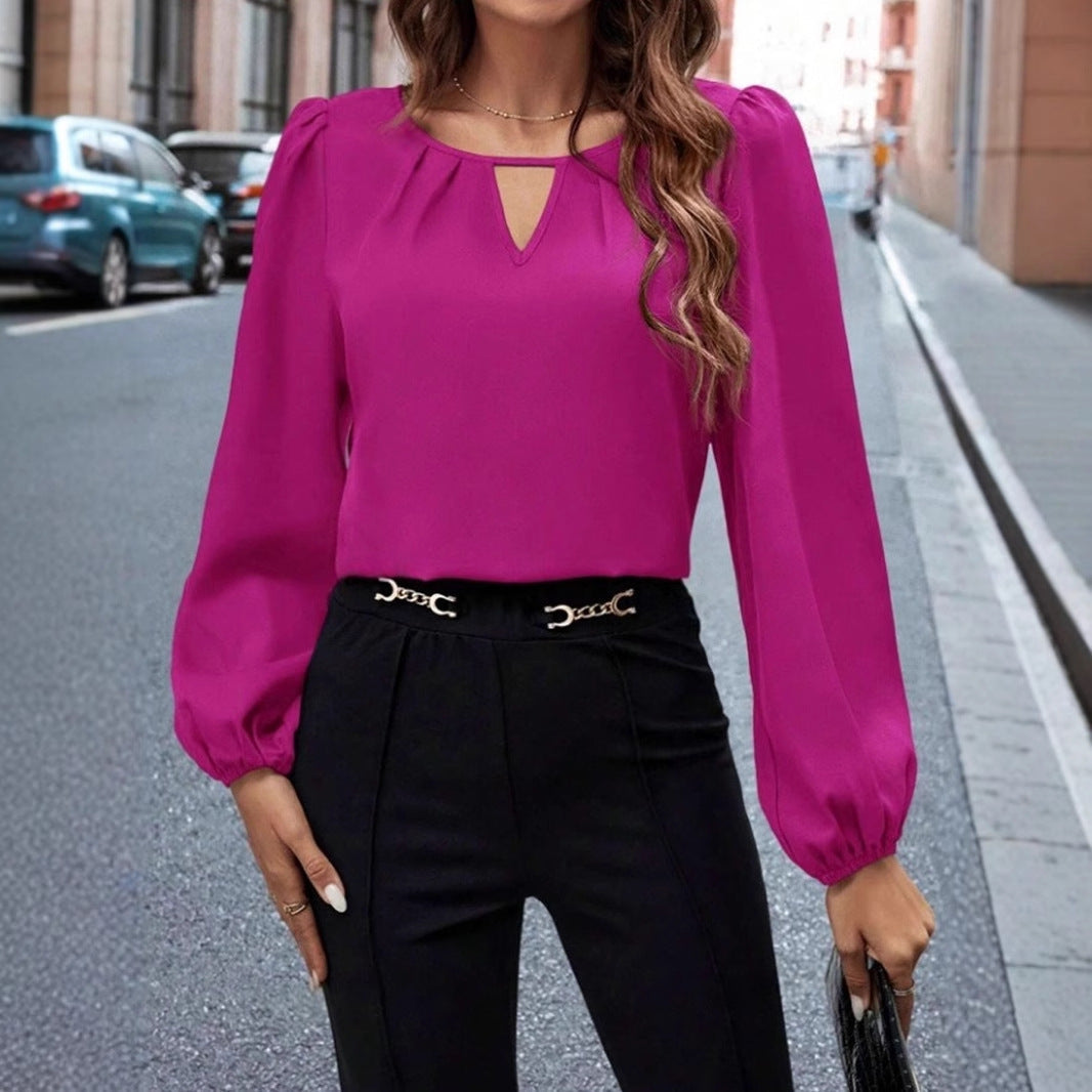 IvyShape | Women's Silk Satin Pleated Long Sleeve Shirt