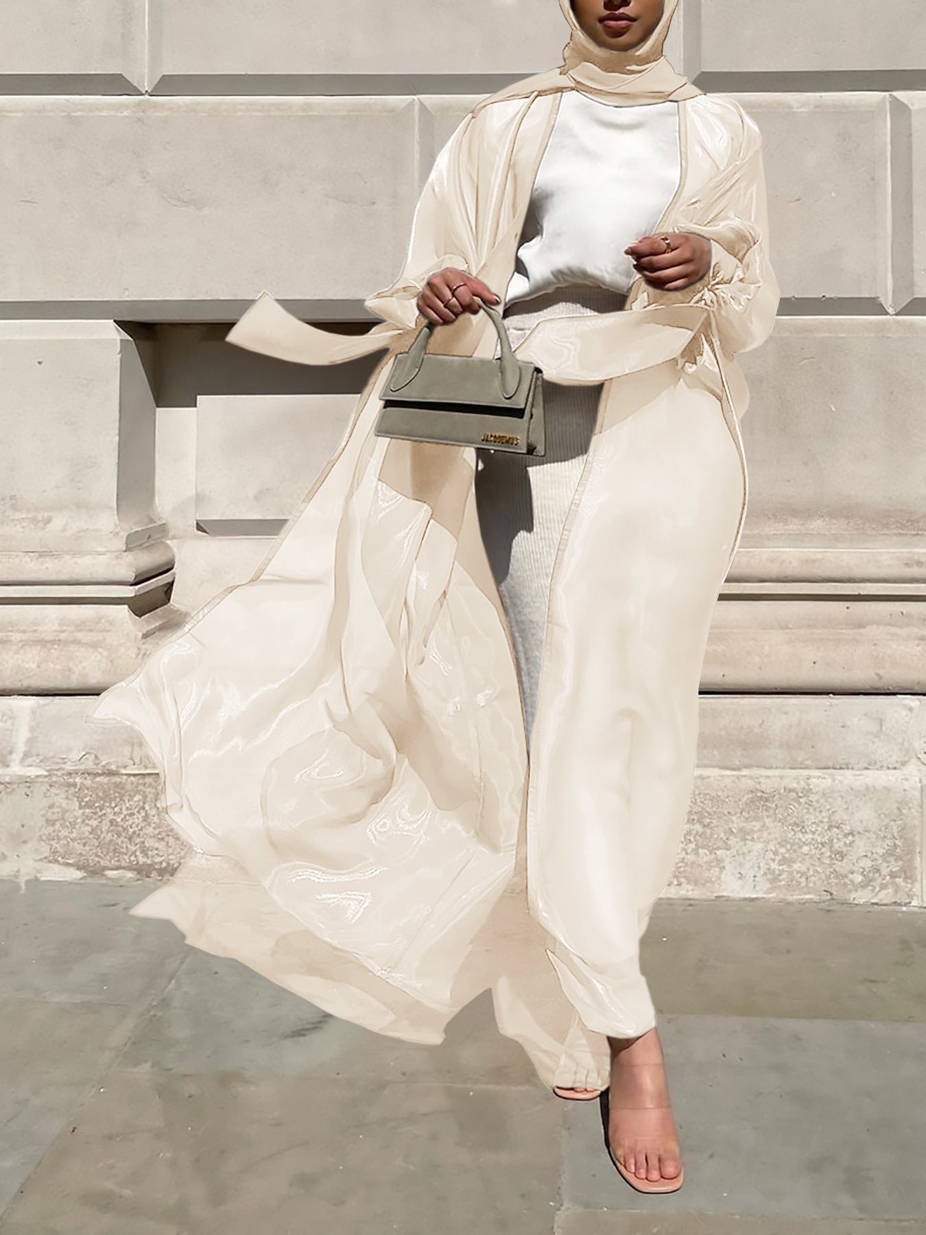 Ladies Airy Kimono Jacket with Filigree Design and Wide Sleeves Ivyshape